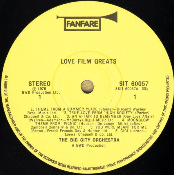 The Big City Orchestra (2) : Love Film Greats (LP)