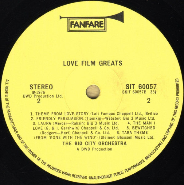 The Big City Orchestra (2) : Love Film Greats (LP)