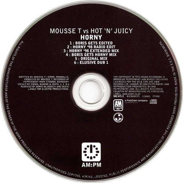 Mousse T. Vs Hot 'N' Juicy : Horny (CD, Single)