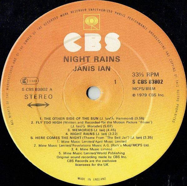 Janis Ian : Night Rains (LP, Album)