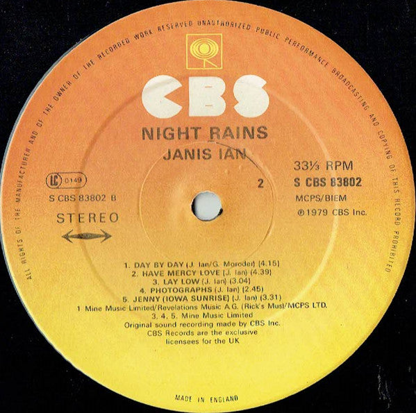Janis Ian : Night Rains (LP, Album)