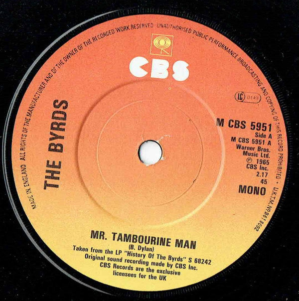 The Byrds : Mr Tambourine Man / Turn Turn Turn (7", Single, Mono, RE, RP)