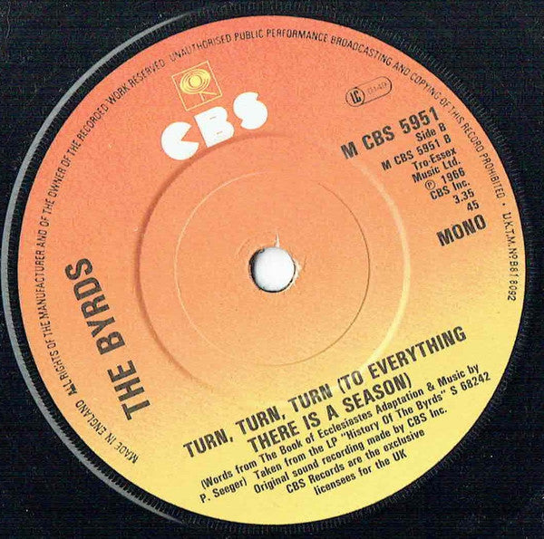 The Byrds : Mr Tambourine Man / Turn Turn Turn (7", Single, Mono, RE, RP)