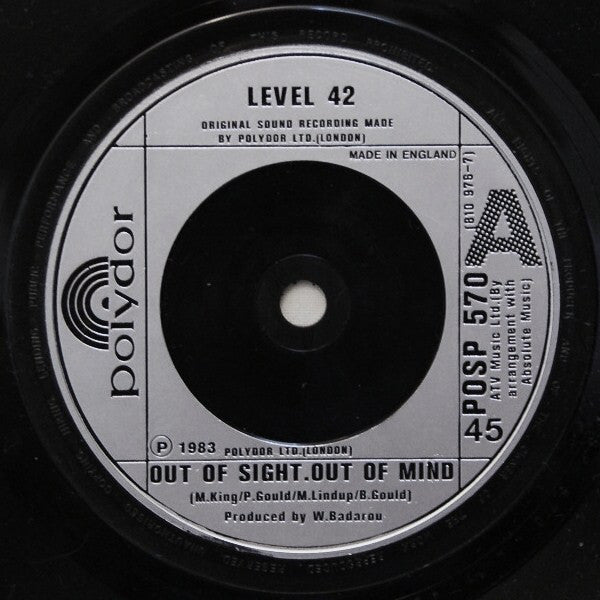 Level 42 : Out Of Sight - Out Of Mind (7", Single)