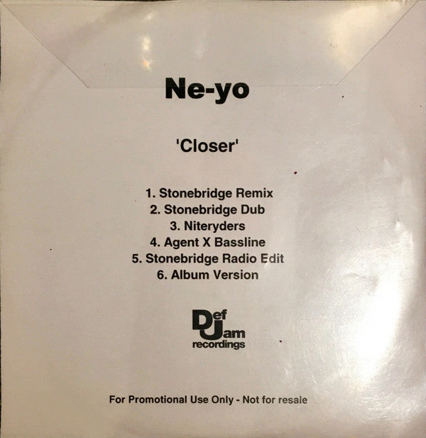Ne-Yo : Closer (CDr, Promo)