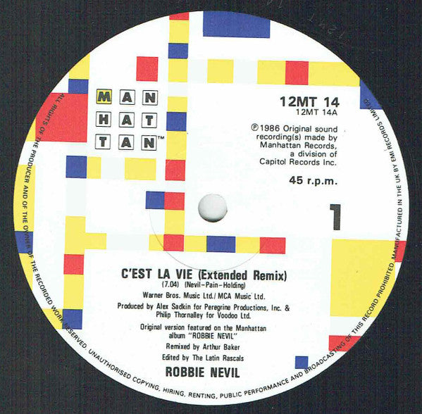 Robbie Nevil : C'Est La Vie (12", Die)