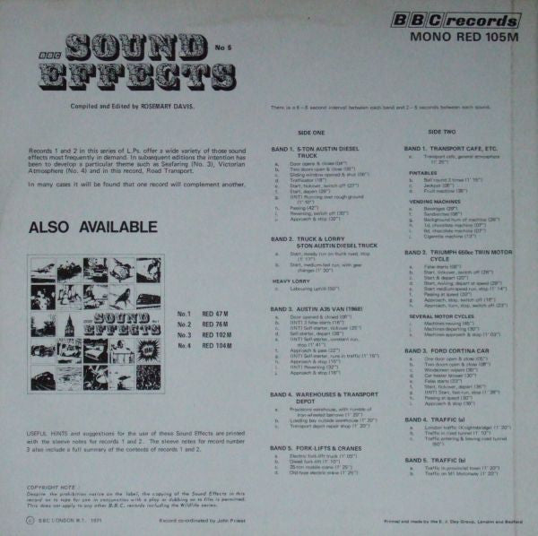 No Artist : Sound Effects No. 5 (LP, Mono)