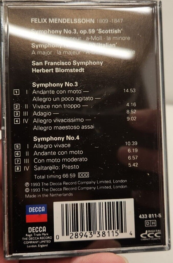 Felix Mendelssohn-Bartholdy, San Francisco Symphony, Herbert Blomstedt : Symphonies 3 "Scottish" & 4 "Italian" (DCC, Album)