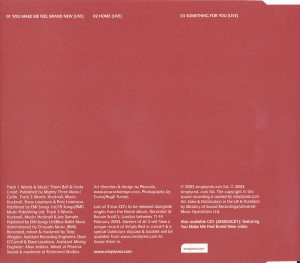 Simply Red : You Make Me Feel Brand New (Live At Ronnie Scott's) (CD, Single, CD2)