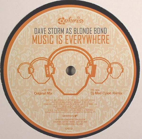 Dave Storm As Blonde Bond : Music Is Everywhere (12")