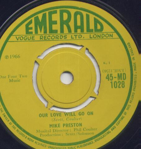 Mike Preston : Our Love Will Go On (7", Single)