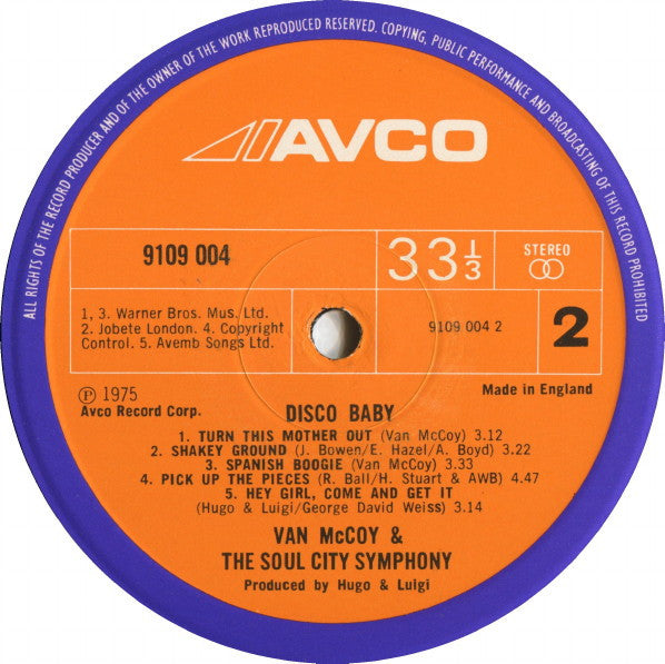Van McCoy & The Soul City Symphony : Disco Baby (LP, Album)
