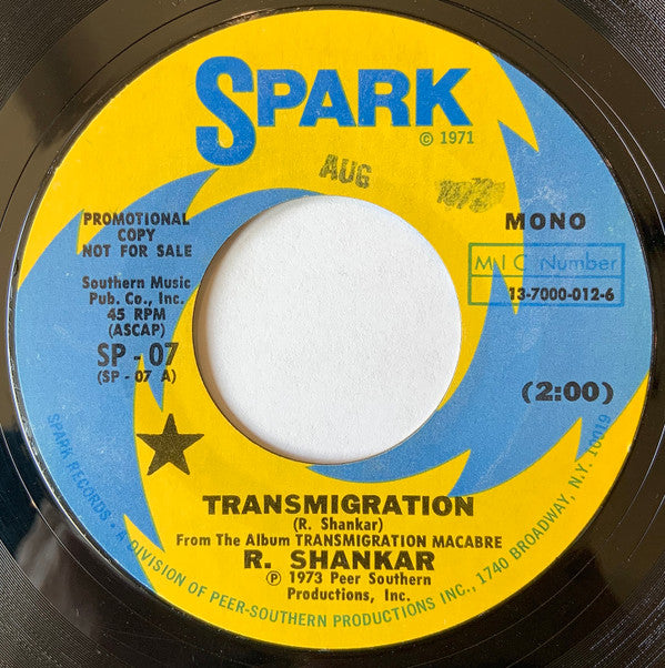 Ravi Shankar : Transmigration (7", Mono, Promo)