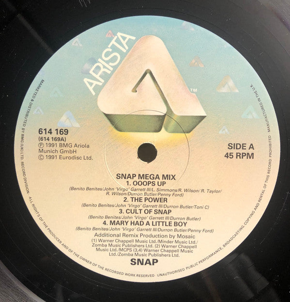 Snap! : Snap! Mega Mix (12")