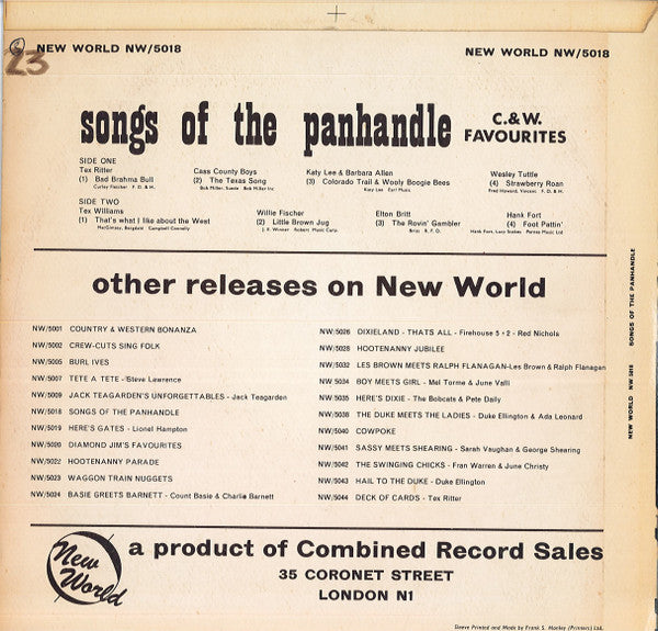 Various : Songs Of The Panhandle (LP)