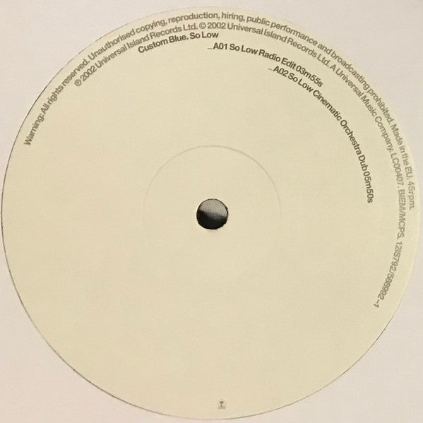 Custom Blue : So Low (12", Single)
