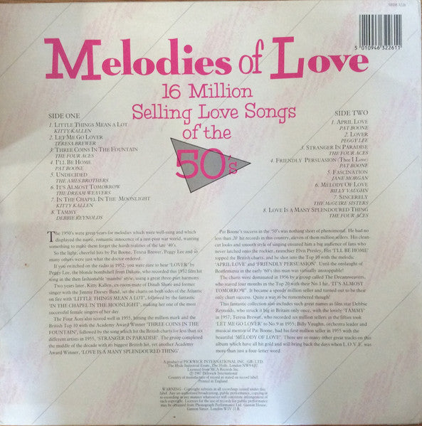 Various : Melodies Of Love - 16 Million Selling Love Songs Of The 50's (LP, Comp)