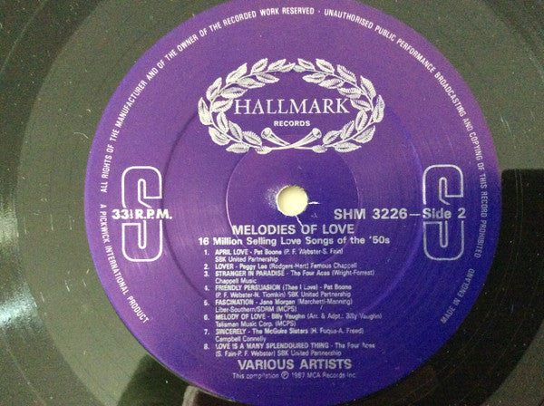 Various : Melodies Of Love - 16 Million Selling Love Songs Of The 50's (LP, Comp)