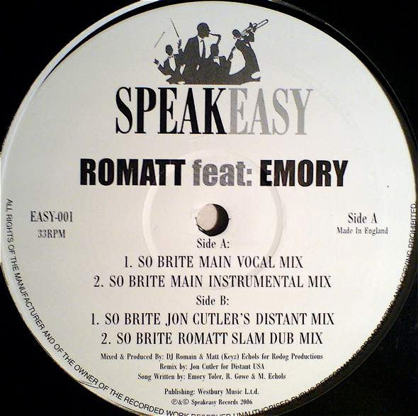 Romatt Featuring Emori : So Brite (12")