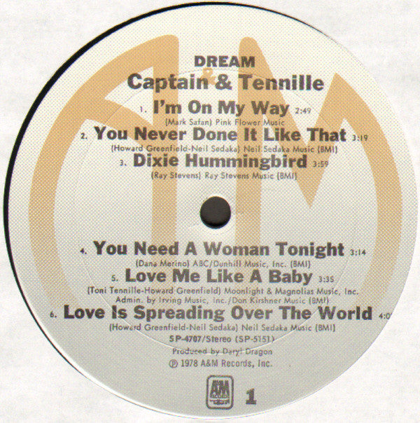 Captain And Tennille : Dream (LP, Album, Ter)