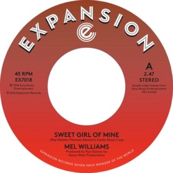 Mel Williams : Sweet Girl Of Mine / Turn Me On (7", Single, RE)