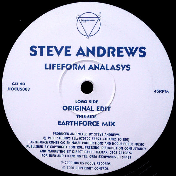 Steve Andrews : Lifeform Analysis (12")