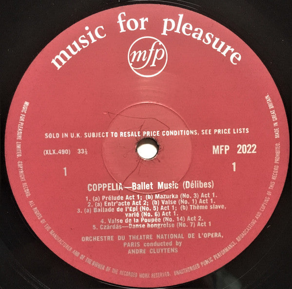 Léo Delibes / André Cluytens, Orchestre National De L'Opéra De Paris : Coppélia / Sylvia (LP, Mono)
