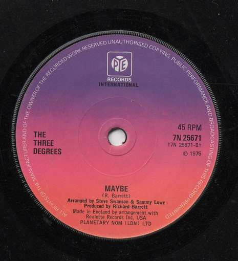 The Three Degrees : Sugar On Sunday (7", Single, Sol)