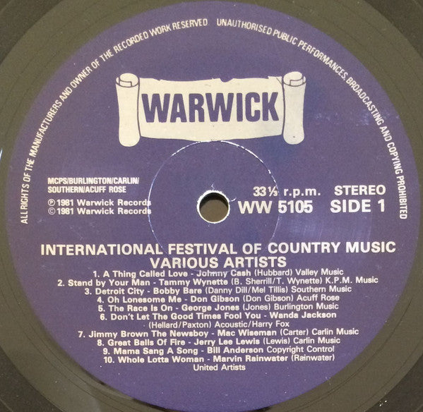 Various : International Festival Of Country Music (LP, Album, Comp)