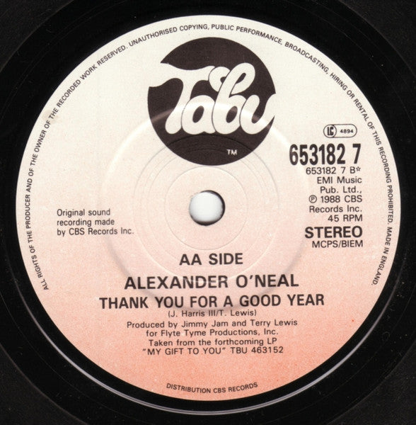 Alexander O'Neal : The Christmas Song (Chestnuts Roasting On An Open Fire) / Thank You For A Good Year (7", Single)