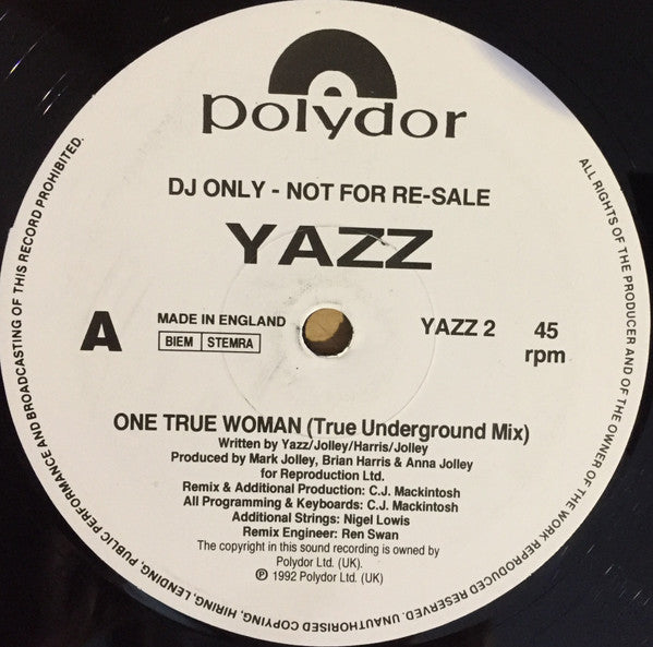 Yazz : One True Woman (12", Promo)
