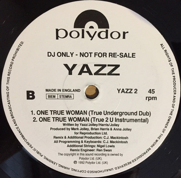 Yazz : One True Woman (12", Promo)