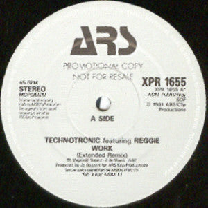 Technotronic Featuring Reggie : Work (12", Promo)