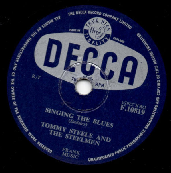 Tommy Steele And The Steelmen : Singing The Blues / Rebel Rock (Shellac, 10")