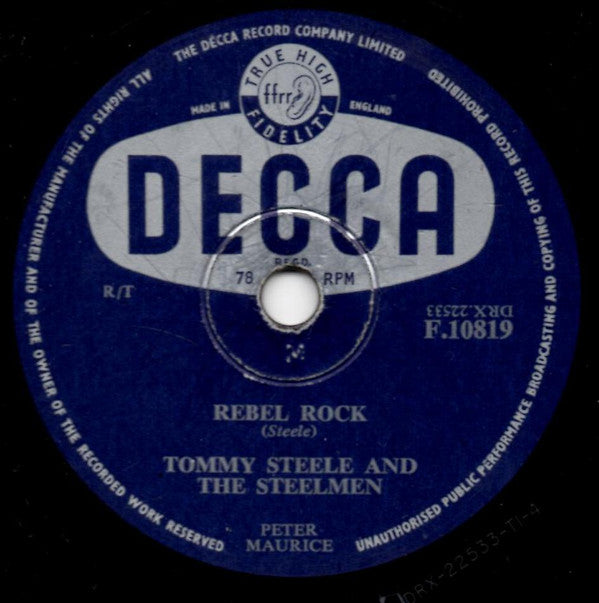 Tommy Steele And The Steelmen : Singing The Blues / Rebel Rock (Shellac, 10")