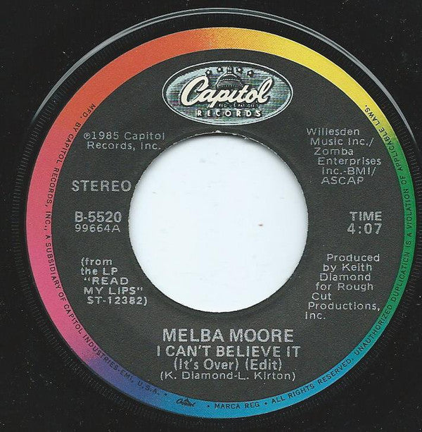 Melba Moore : I Can't Believe It (It's Over) (7", Single)