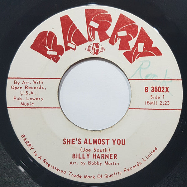 Billy Harner : She's Almost You (7", Single)