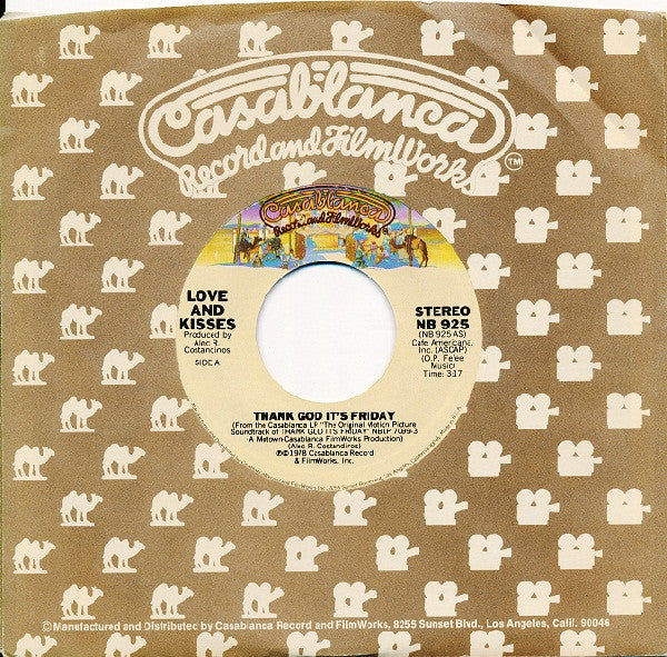 Love & Kisses : Thank God It's Friday (7", Single, RP)