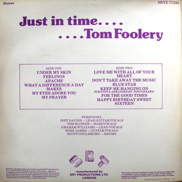 Tom Foolery (4) : Just In Time (LP)