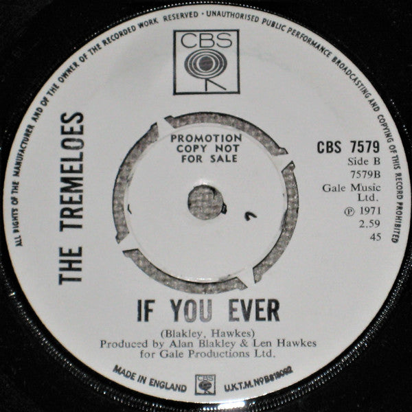 The Tremeloes : Too Late (To Be Saved) (7", Single, Promo)