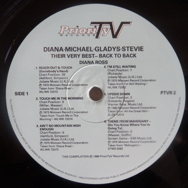 Various : Diana - Michael - Gladys - Stevie - Their Very Best - Back To Back (2xLP, Comp, Gat)