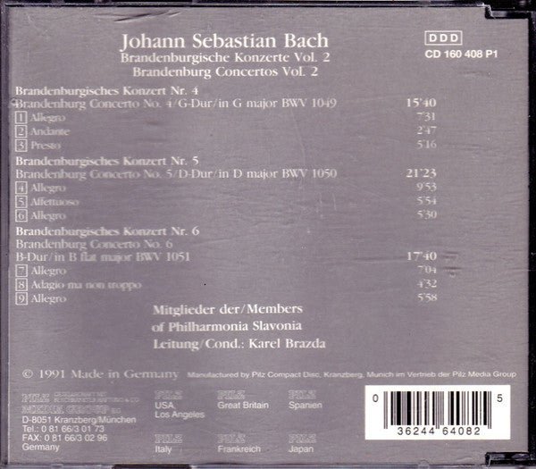 Johann Sebastian Bach : Brandenburgische Konzerte Vol. 2 = Brandenburg Concertos Vol. 2 Nr. 4-6 (CD)