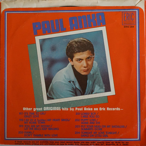Paul Anka : Tonight, My Love, Tonight (7")