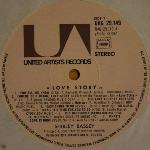 Shirley Bassey : Love Story (LP, Album, Gat)