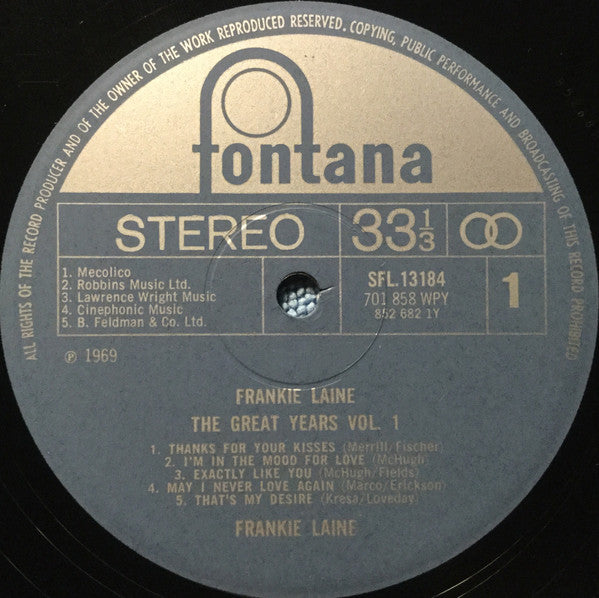Frankie Laine : The Great Years Volume 1 (LP, Comp)