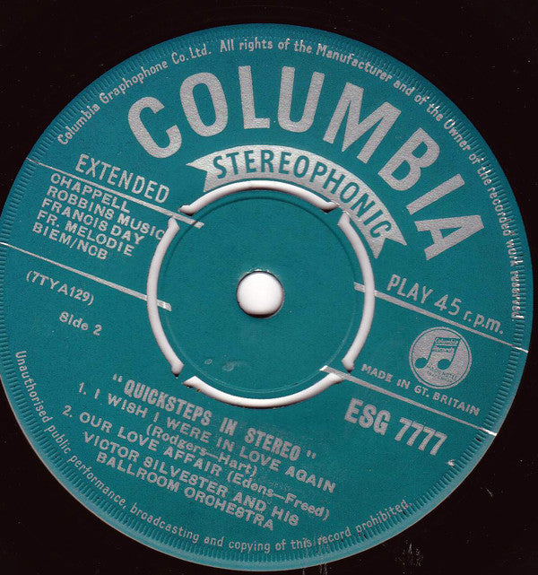 The Victor Silvester Orchestra : Four Favourite Quicksteps - Quicksteps In Stereo (7", EP)