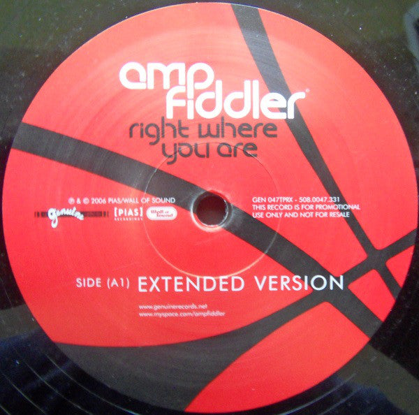 Amp Fiddler : Right Where You Are (12", Promo)