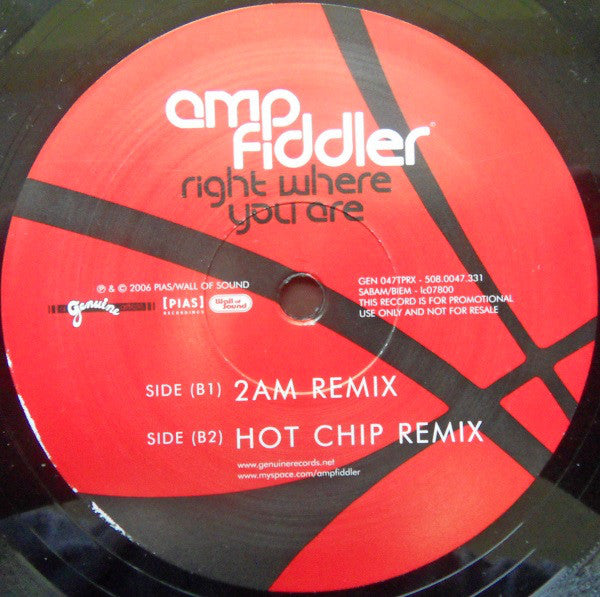 Amp Fiddler : Right Where You Are (12", Promo)