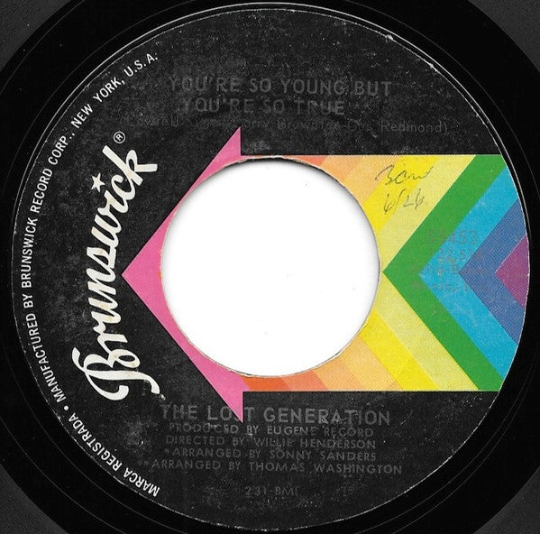 The Lost Generation : Talking The Teenage Language / You're So Young But You're So True (7", Single, Styrene, PR)