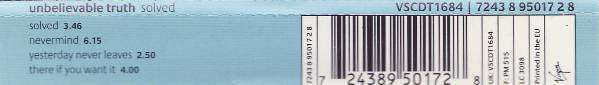 Unbelievable Truth : Solved (CD, Single)